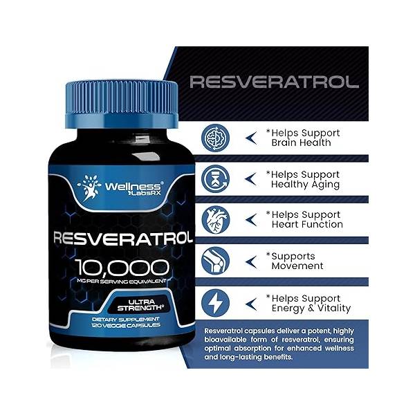 WELLNESS LABSRX RESVERATROL 10,000MG 120 CAPSULAS - 3