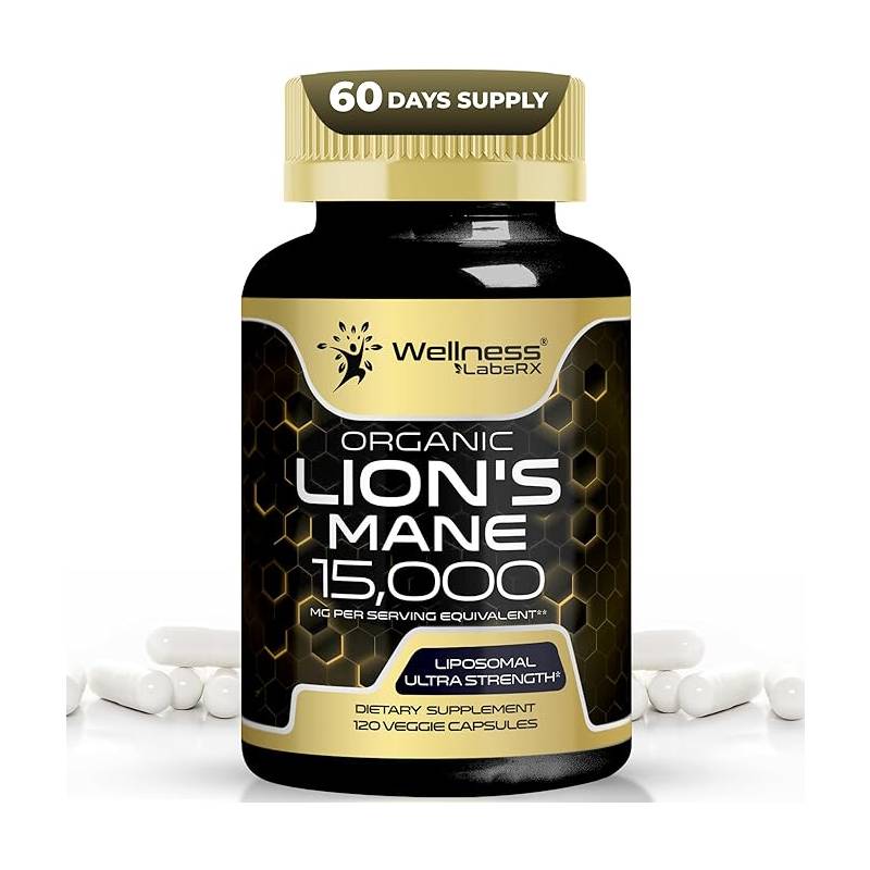 WELLNESS LABSRX ORGANIC LIONS MANE 15,000MCG 120 CAPSULAS VEGANAS - 1