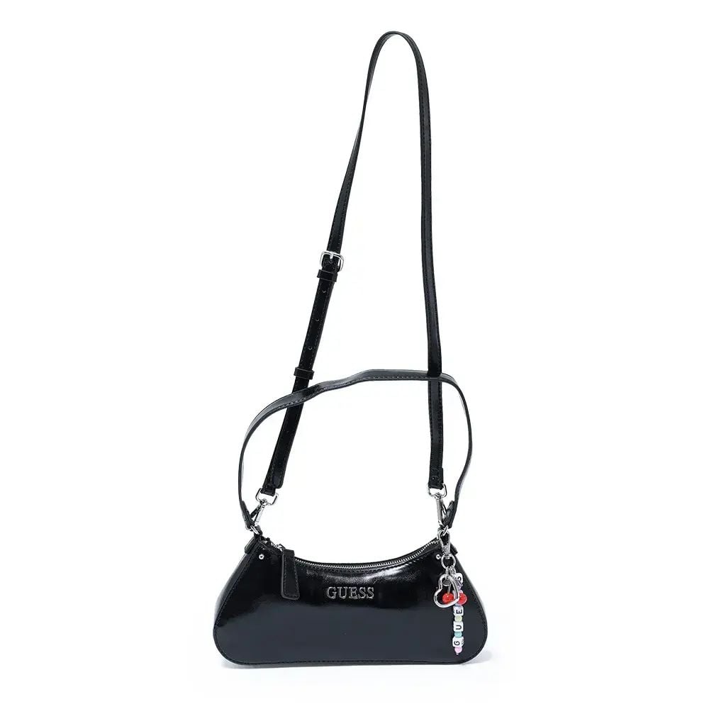 CARTERA GUESS SHOULDER BAG NEGRA CON LLAVERO DE CEREZAS Y CUENTAS - 1