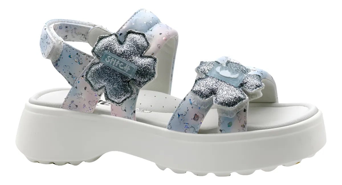 SANDALIAS NIÑA PLATAFORMA STITCH BLANCO - 1