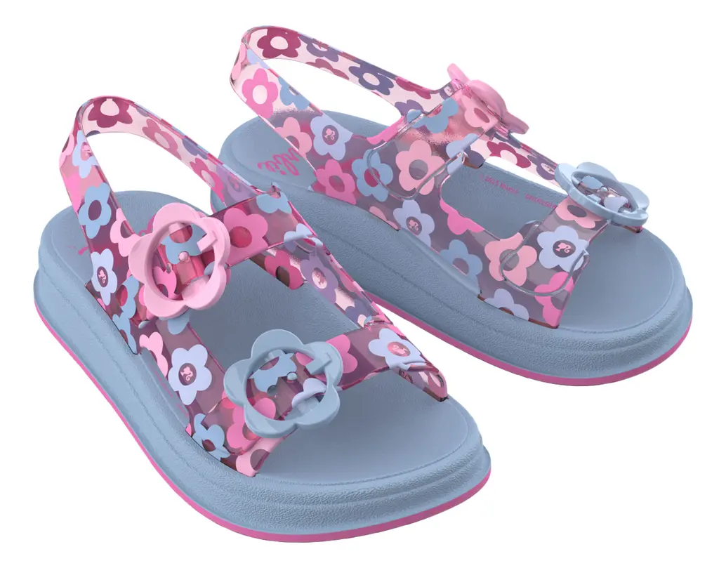 SANDALIAS MATTEL BARBIE NIÑA CASUAL FLOREADO CELESTE 2BGV750 - 1