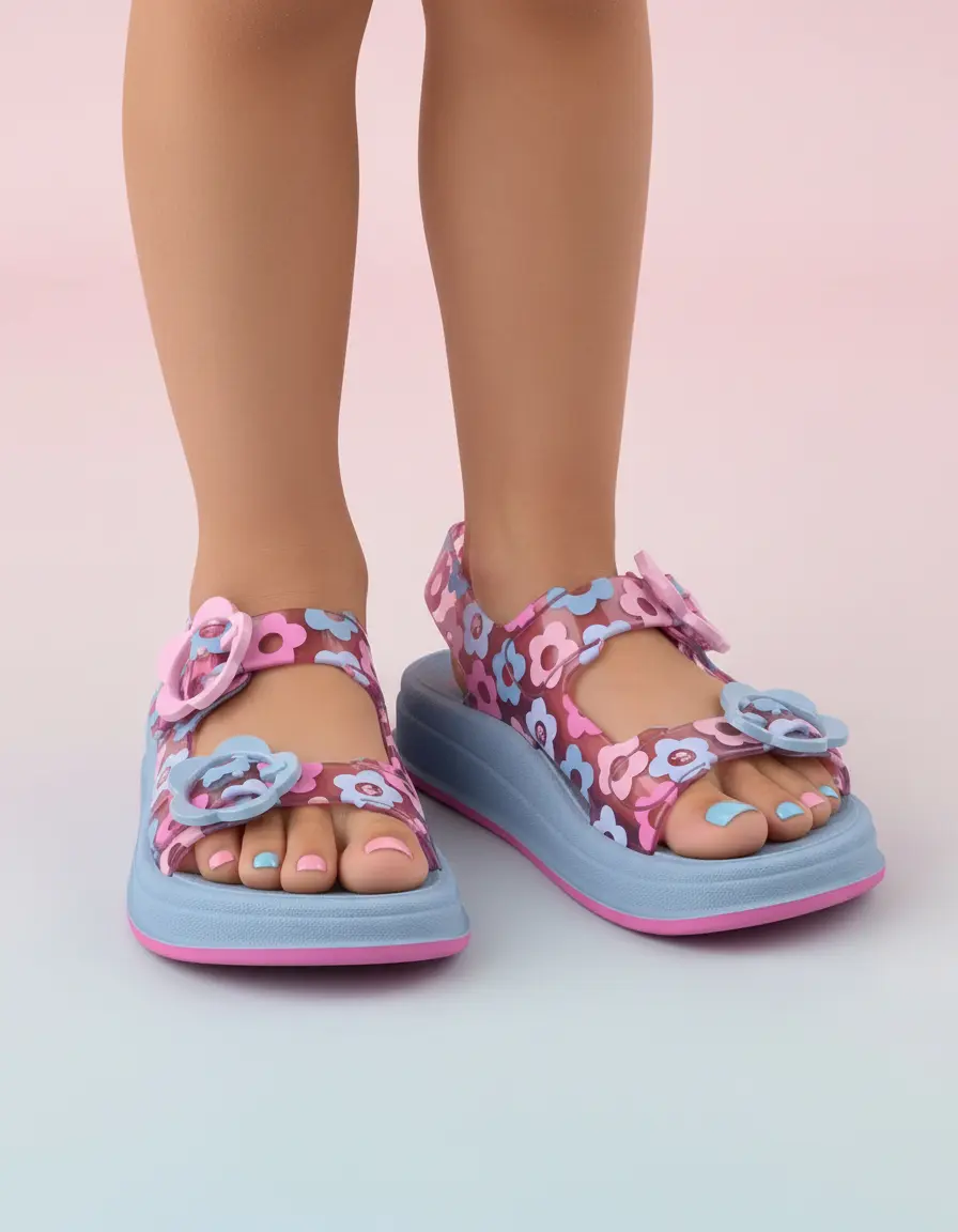 SANDALIAS MATTEL BARBIE NIÑA CASUAL FLOREADO CELESTE 2BGV750 - 4