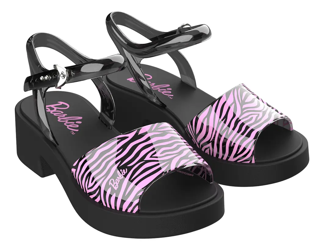 SANDALIAS BARBIE NIÑA CASUAL ANIMAL PRINT NEGRO PLATAFORMA - 1