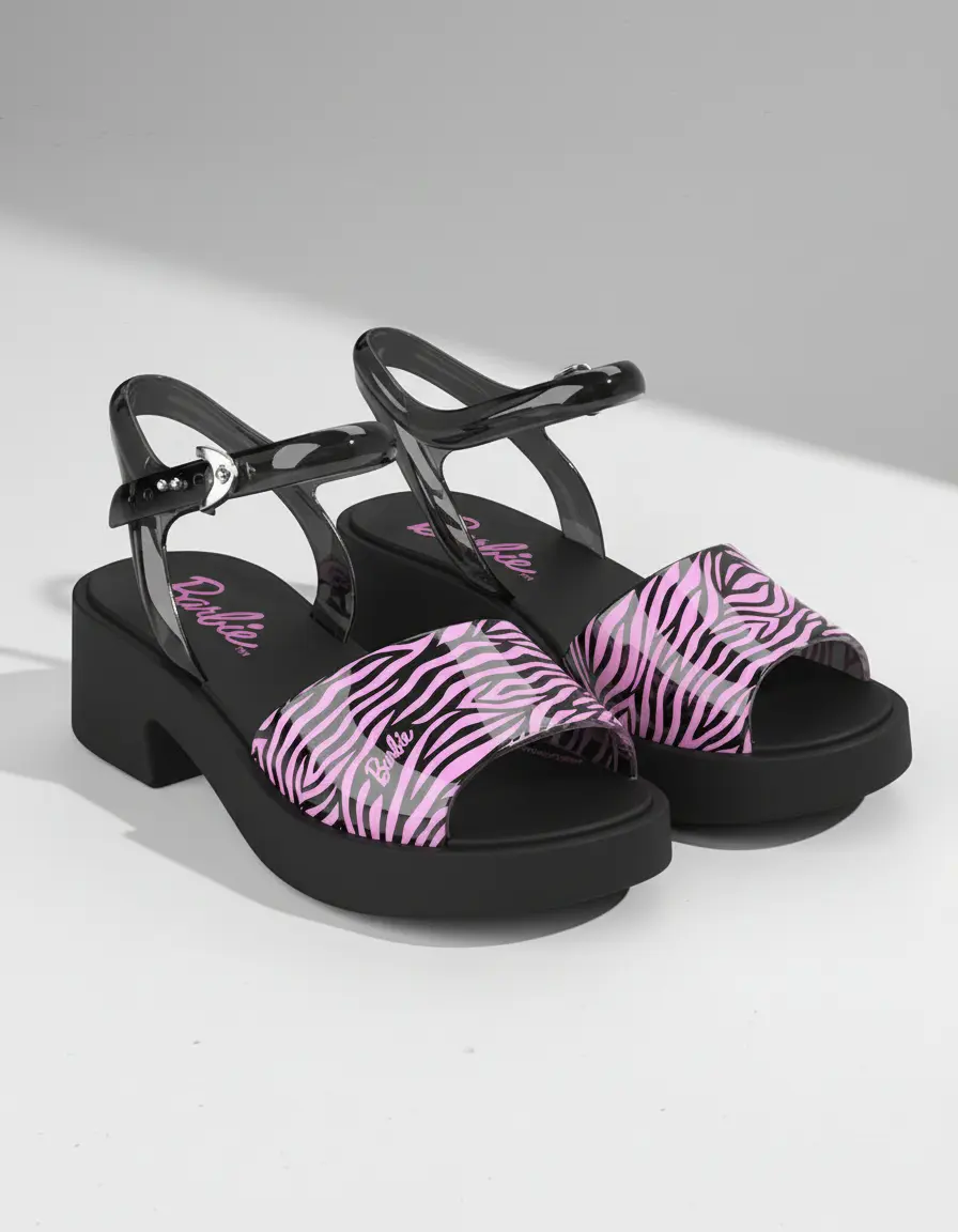 SANDALIAS BARBIE NIÑA CASUAL ANIMAL PRINT NEGRO PLATAFORMA - 2