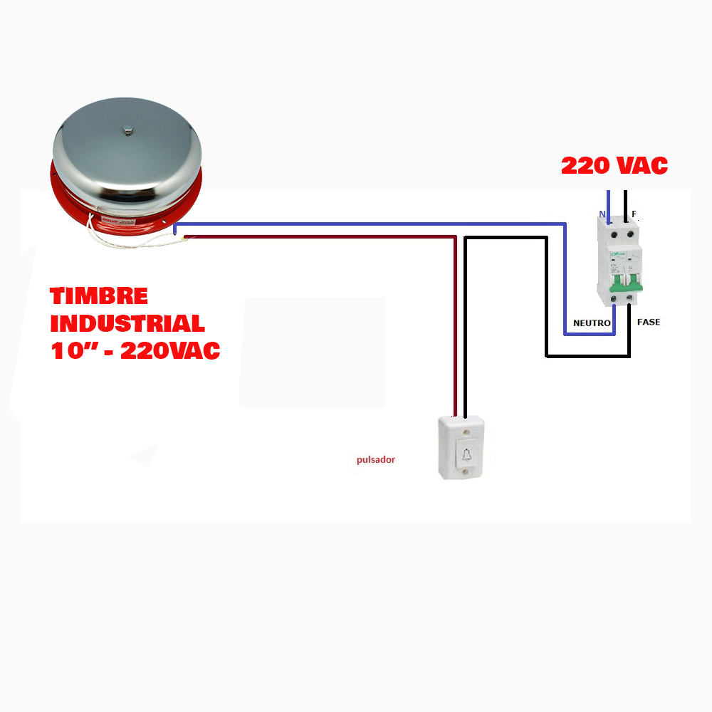 TIMBRE CAMPANA INDUSTRIAL - OPALUX - 10 PULGADAS - 220VAC - 4