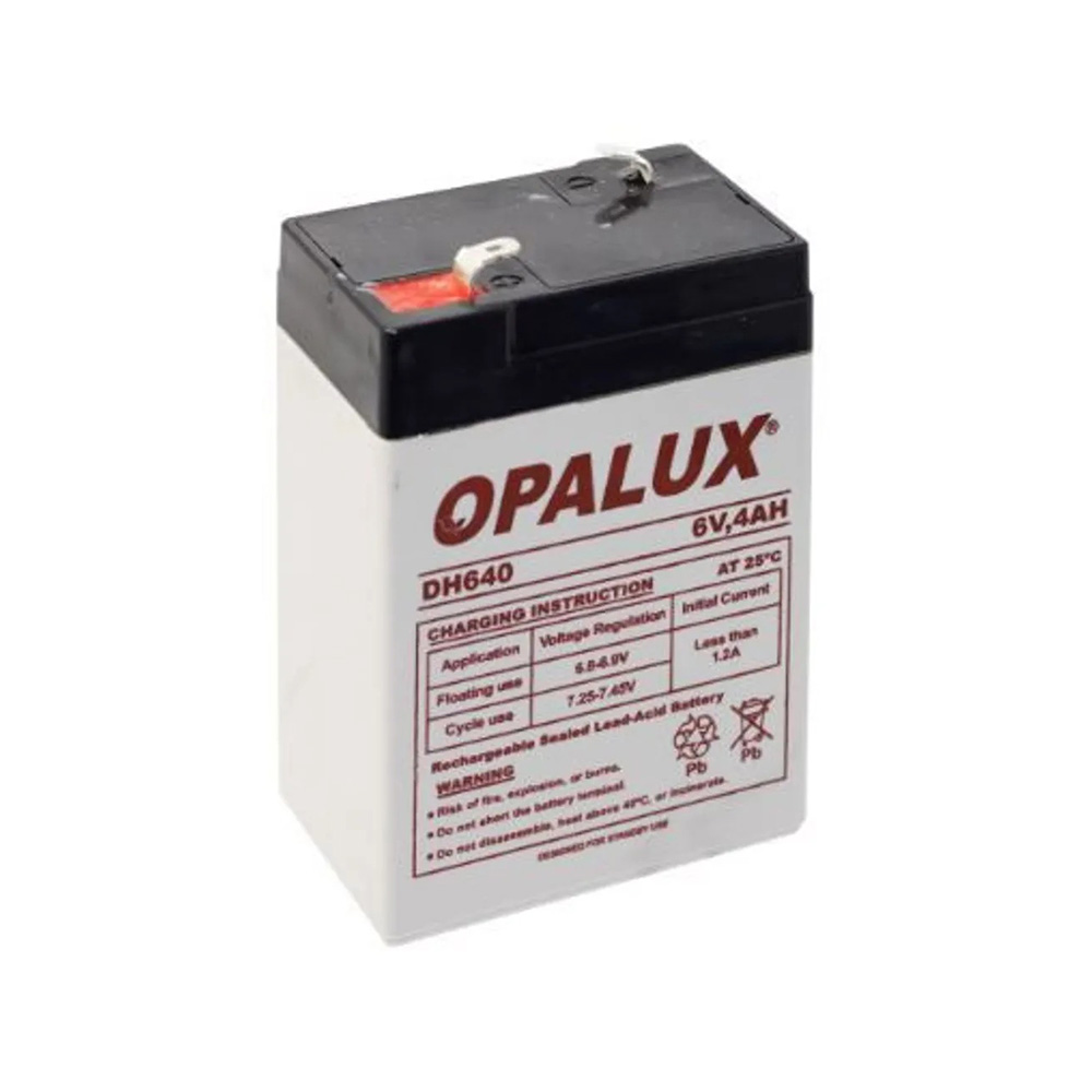 BATERÍA SECA 6 VOLTIOS 4 AH OPALUX DH-640 - LUCES EMERGENCIA - 1