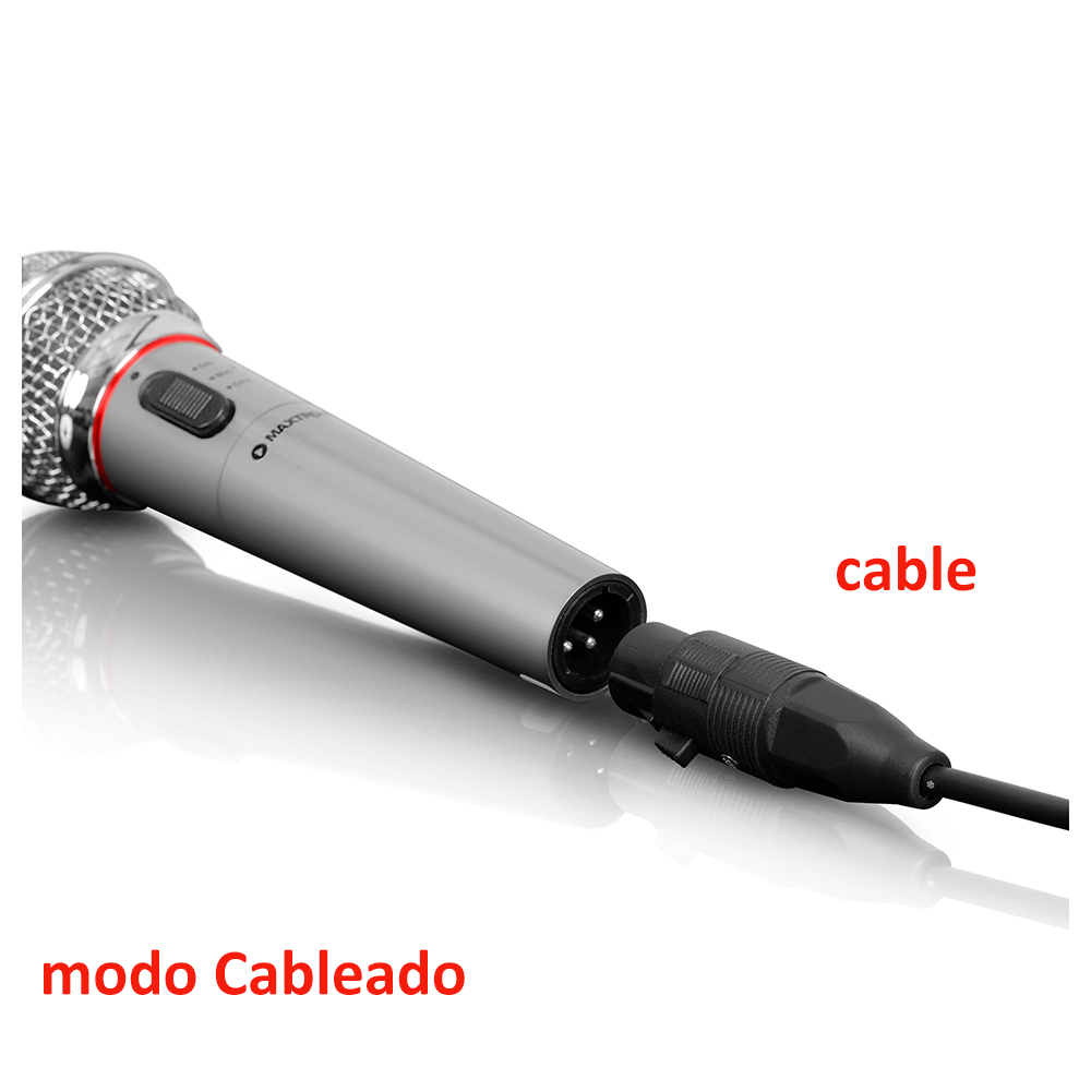 MICROFONO INALAMBRICO + CABLE PARA KARAOKE EN CASA 2 EN 1 - MAXTRON - 3