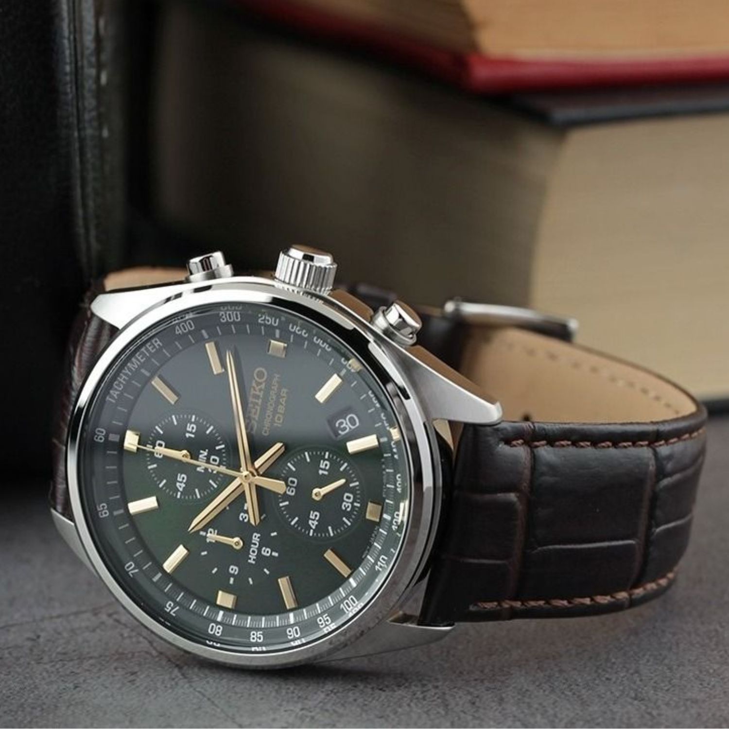 SEIKO CHRONO QUARTZ GREEN SSB385 41MM - 4