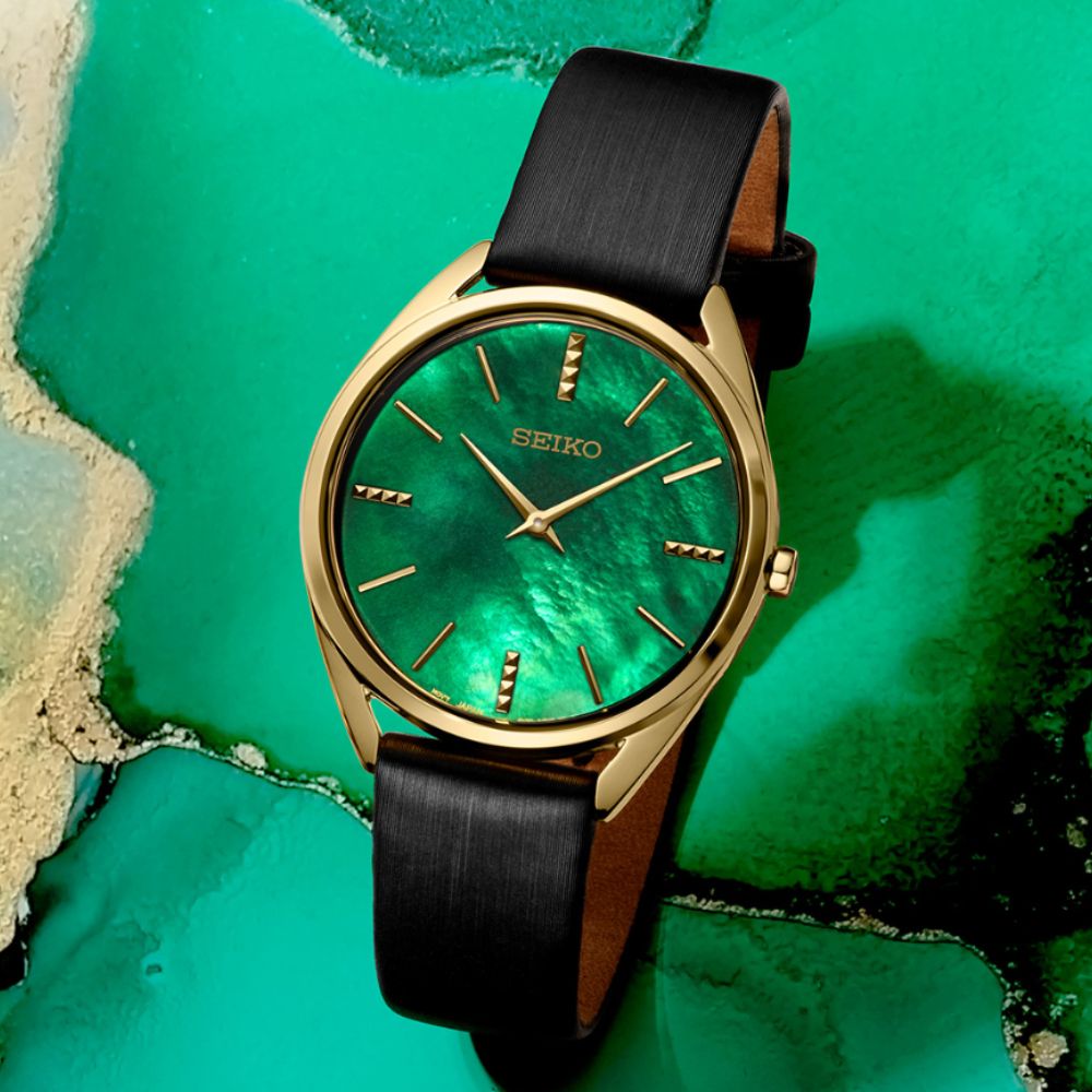 RELOJ SEIKO GOLD EMERALD GREEN SWR080 LADIES 32MM - 5