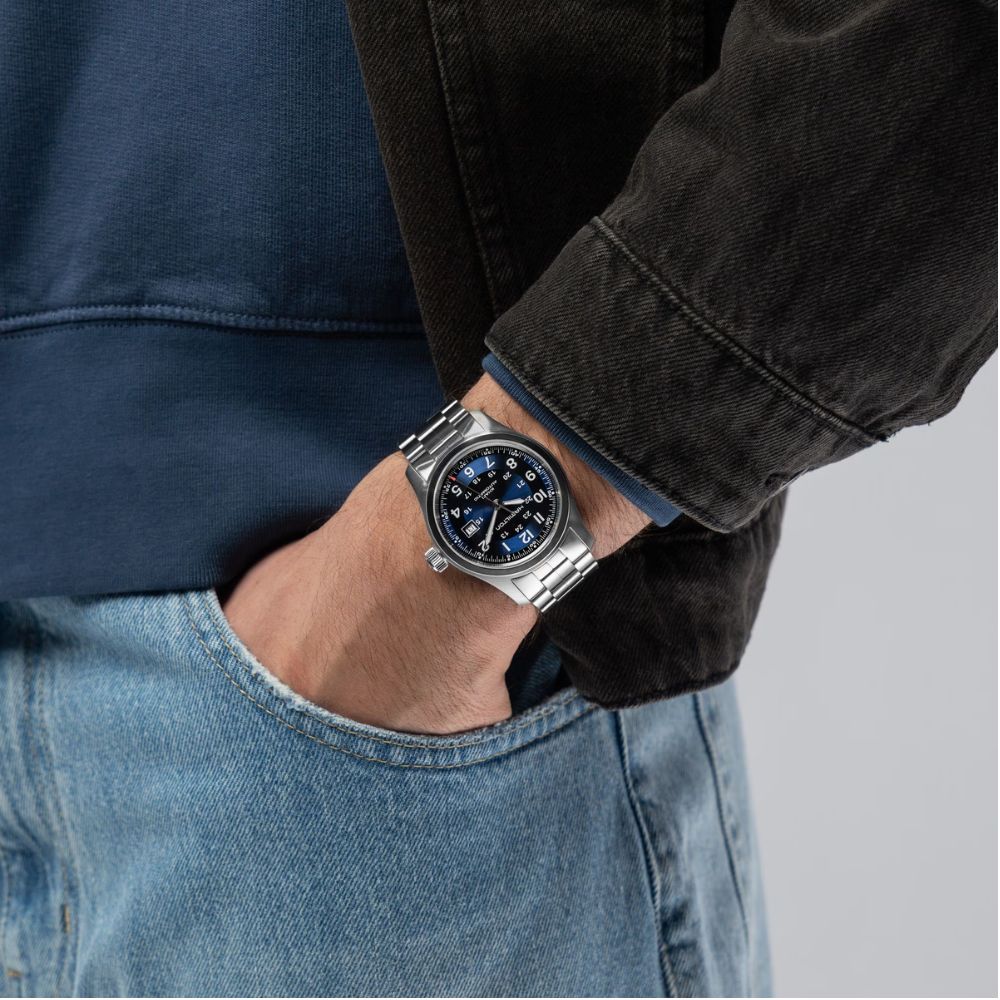 RELOJ HAMILTON KHAKI FIELD AUTO BLUE 42MM - 5