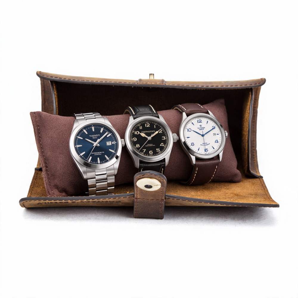 TRAVEL WATCH CASE CUERO PARA 3 RELOJES - 3