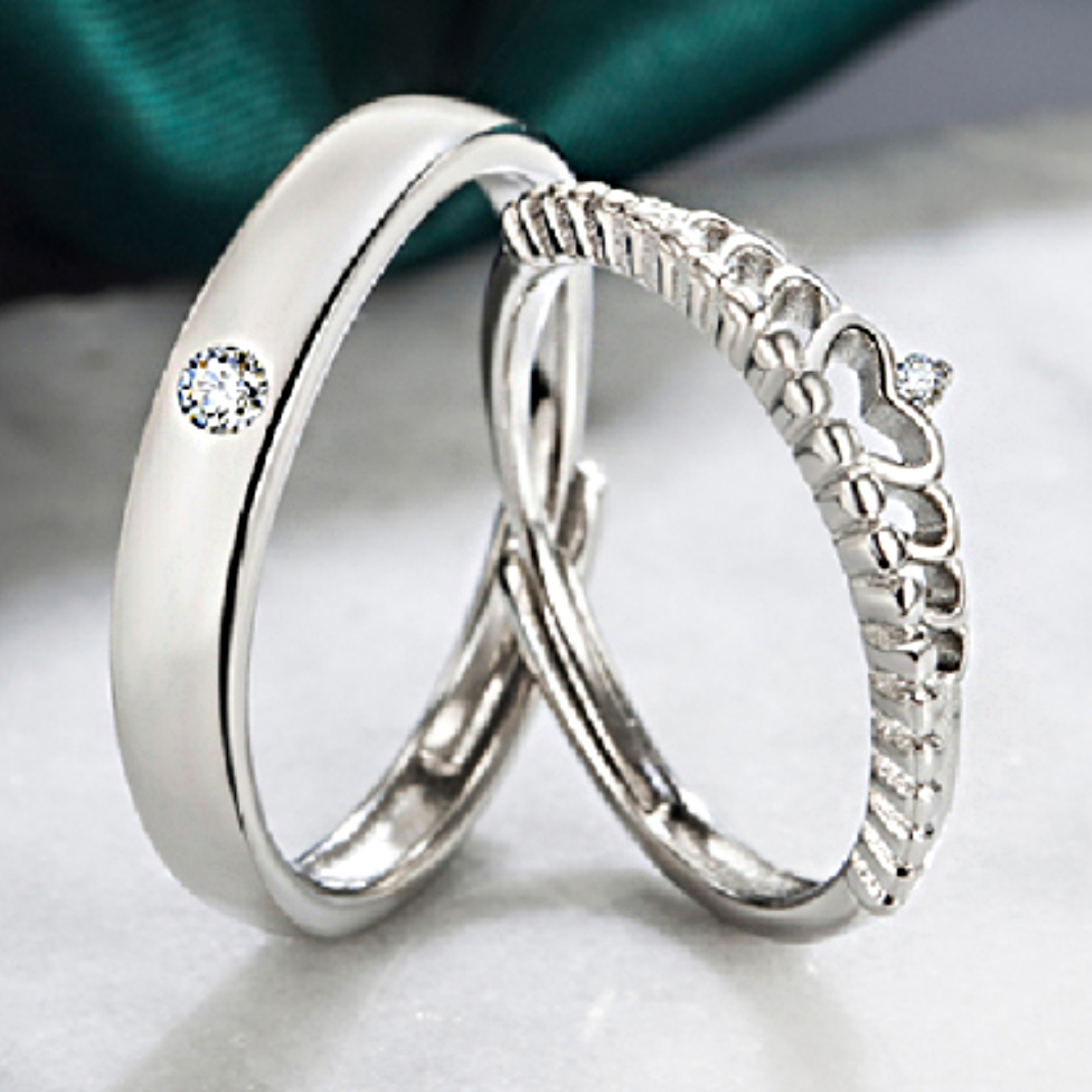ANILLO DE PAREJA AJUSTABLE ANGEL Y DEMONIO PLATA - 3
