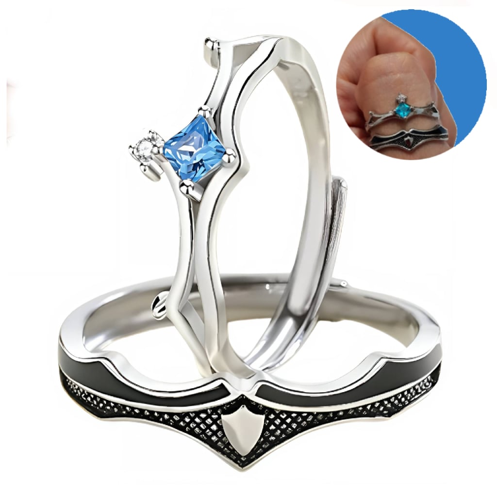ANILLO DE PAREJA AJUSTABLE DONCELLA Y CABALLERO PLATA - 2