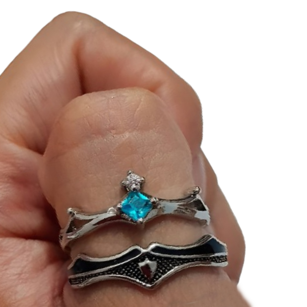 ANILLO DE PAREJA AJUSTABLE DONCELLA Y CABALLERO PLATA - 3