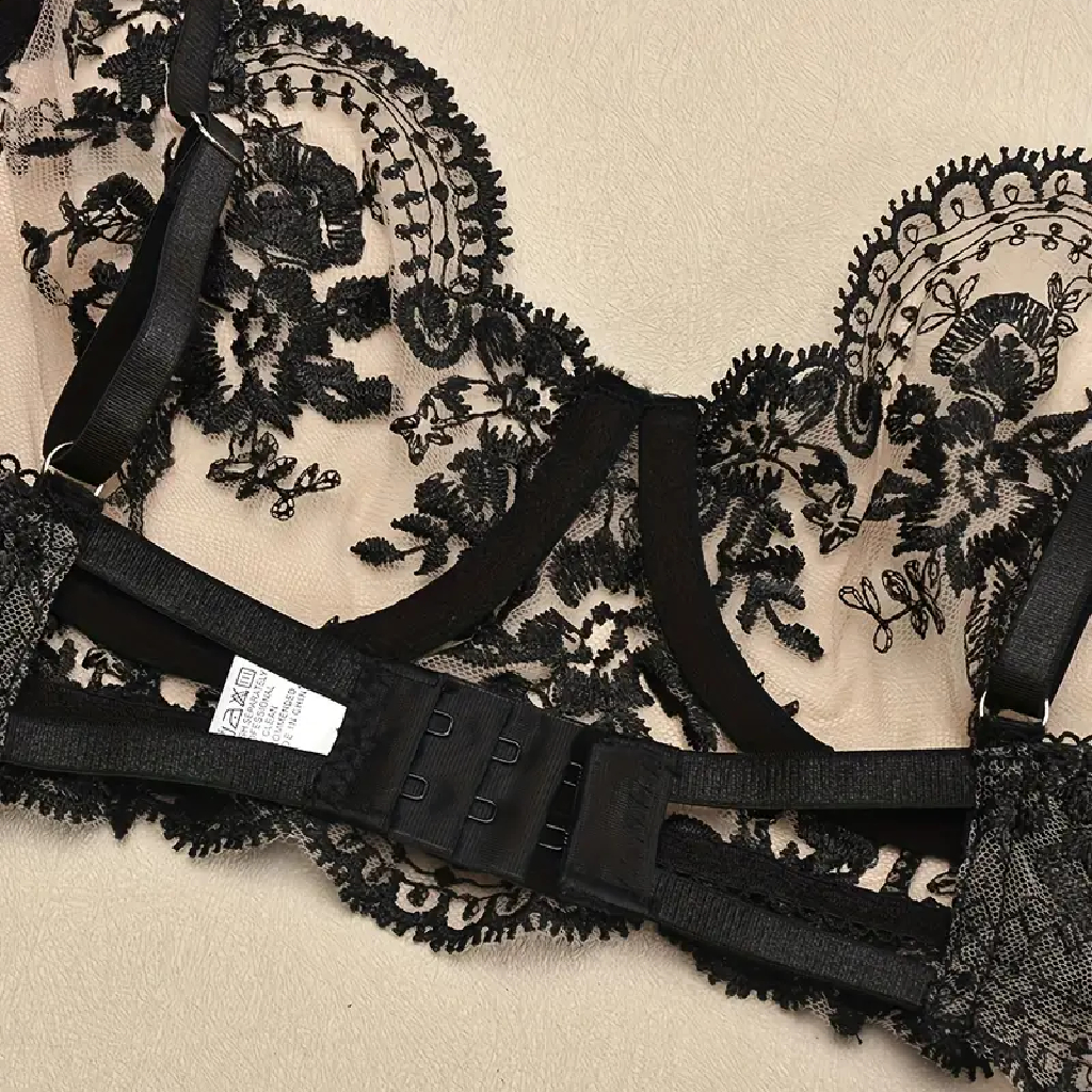 LENCERÍA SEXY DE ENCAJE TRUSA Y BRASIER DE ENCAJE FLORAL CONJUNTO - 5