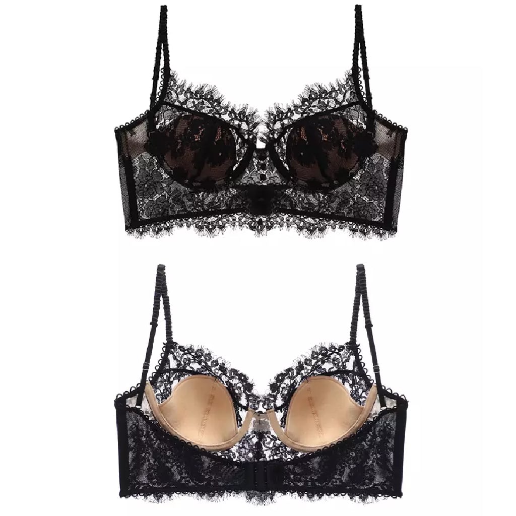 ROPA INTERIOR SEXY CONJUNTO SUJETADOR BRALETTE TANGA ENCAJE NEGRO - 3