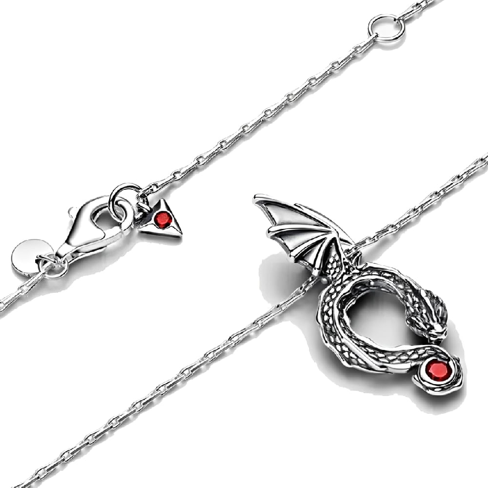COLLAR DE MUJER DRAGON PLATEADO - 3