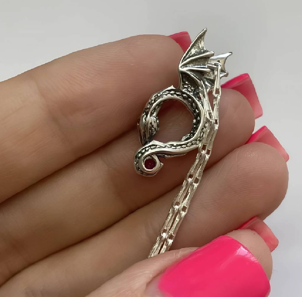 COLLAR DE MUJER DRAGON PLATEADO - 4