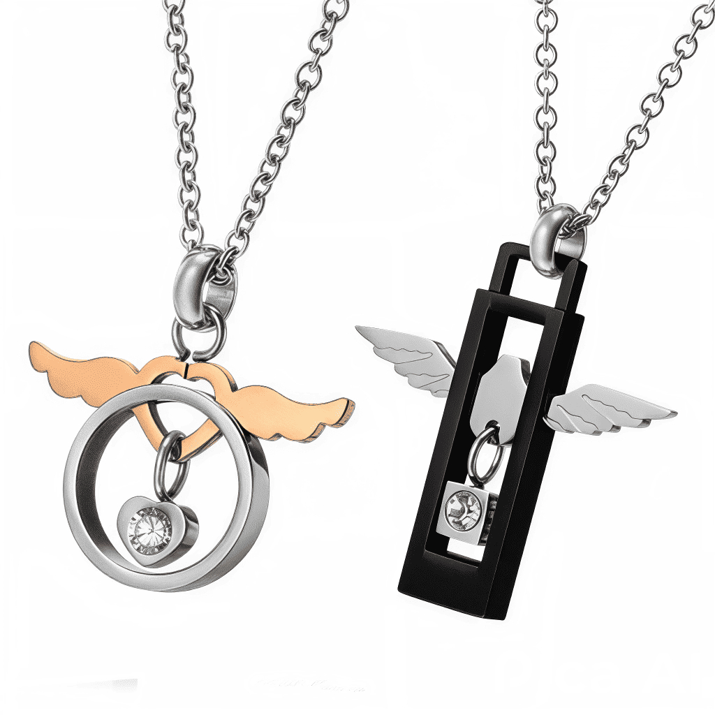 COLLAR DE PAREJA ALAS DE ANGEL DISEÑO EXCLUSIVO REGALO - 1