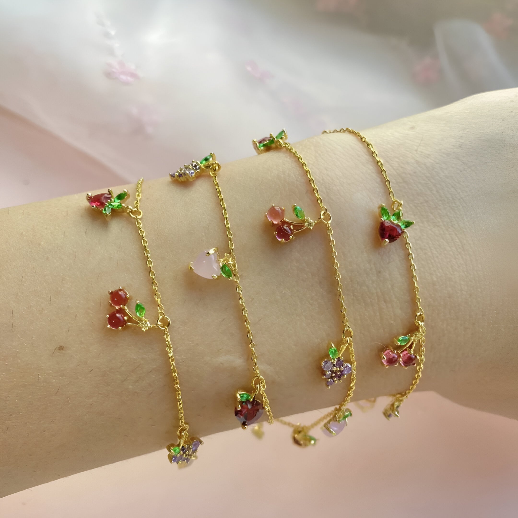 PULSERA DE FRUTAS TROPICALES CIRCONIA ENCANTO DE MODA REGALO - 3
