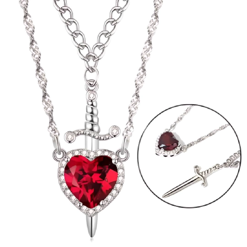 COLLAR DE PAREJA CORAZÓN Y ESPADA REGALO UNICO EXCLUSIVO - 1