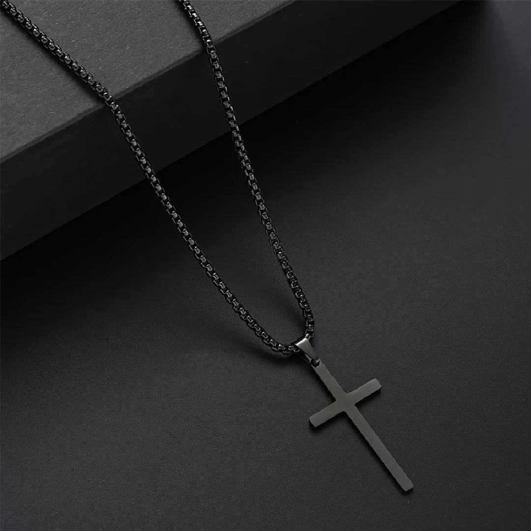 COLLAR CRUZ CADENAS ACERO INOXIDABLE DIJES HOMBRES JOYERIA - 4