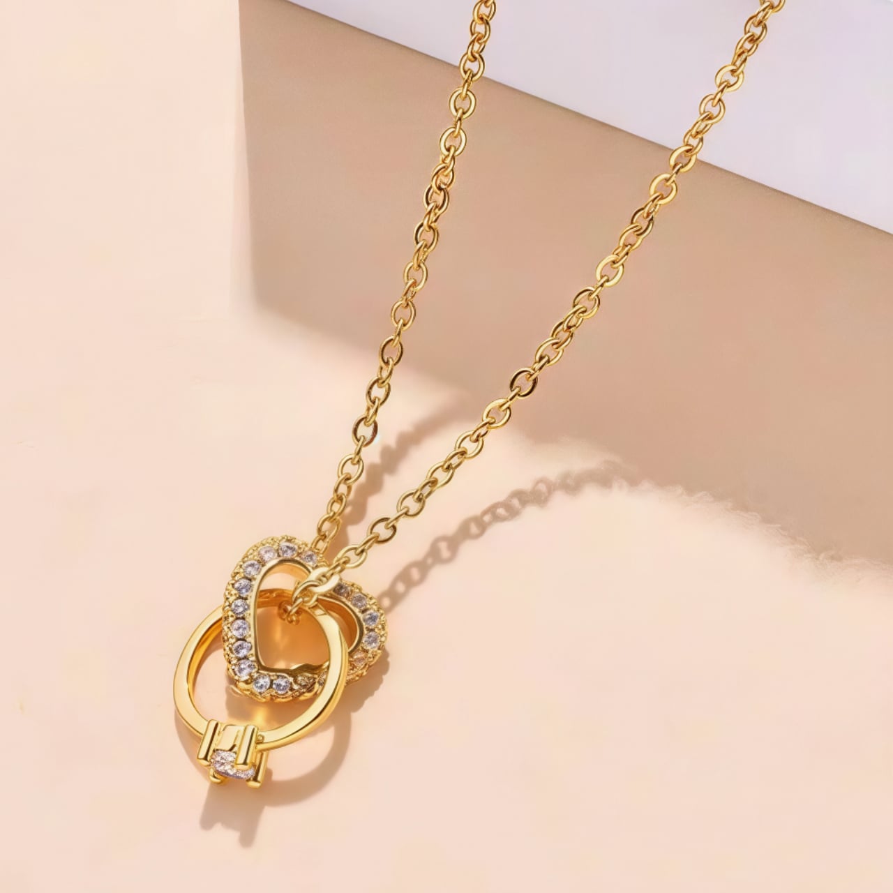 COLLAR CORAZON Y ANILLO PROMESA DE ZIRCONIA DISEÑO UNICO - 2