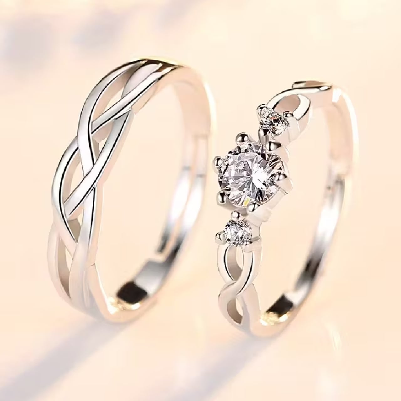 ANILLO DE PAREJA PROMESA DE AMOR - ENCHAPADO EN PLATA 925 DISEÑO EXCLUSIVO - 2