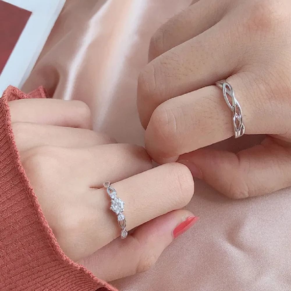 ANILLO DE PAREJA PROMESA DE AMOR - ENCHAPADO EN PLATA 925 DISEÑO EXCLUSIVO - 4