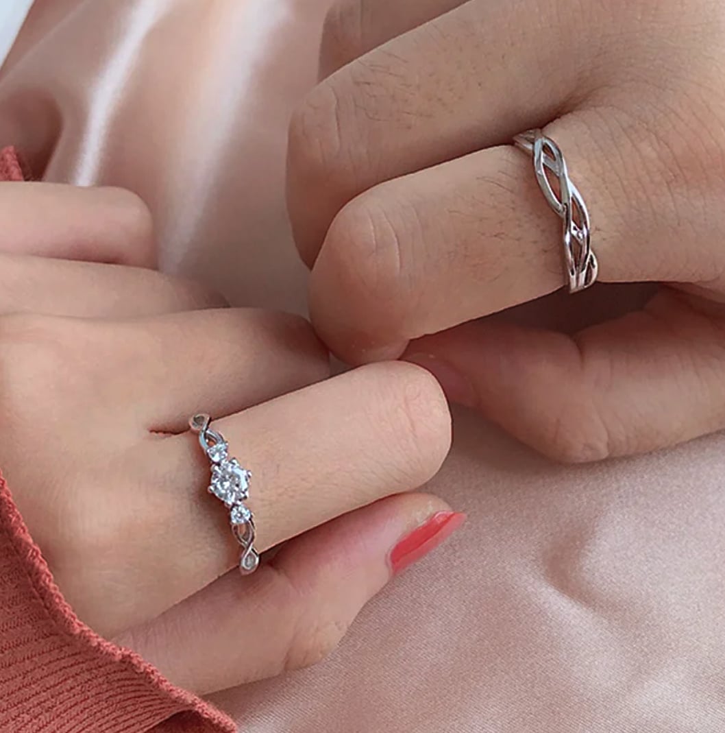 ANILLO DE PAREJA PROMESA DE AMOR - ENCHAPADO EN PLATA 925 DISEÑO EXCLUSIVO - 5