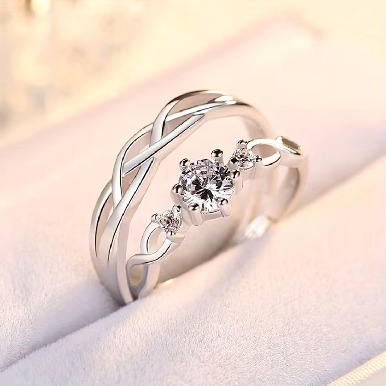 ANILLO DE PAREJA PROMESA DE AMOR - ENCHAPADO EN PLATA 925 DISEÑO EXCLUSIVO - 6
