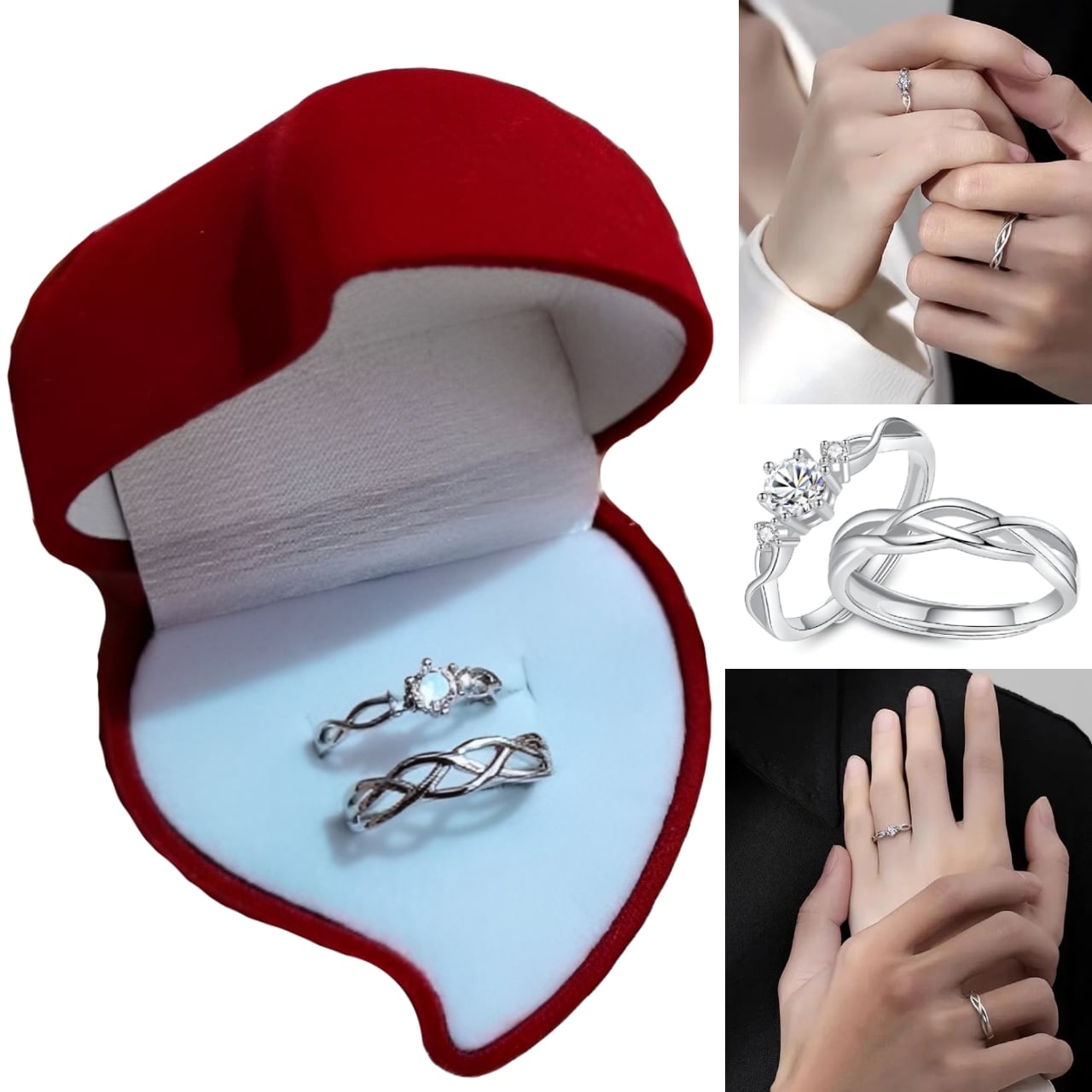 ANILLO DE PAREJA PROMESA DE AMOR - ENCHAPADO EN PLATA 925 DISEÑO EXCLUSIVO - 7