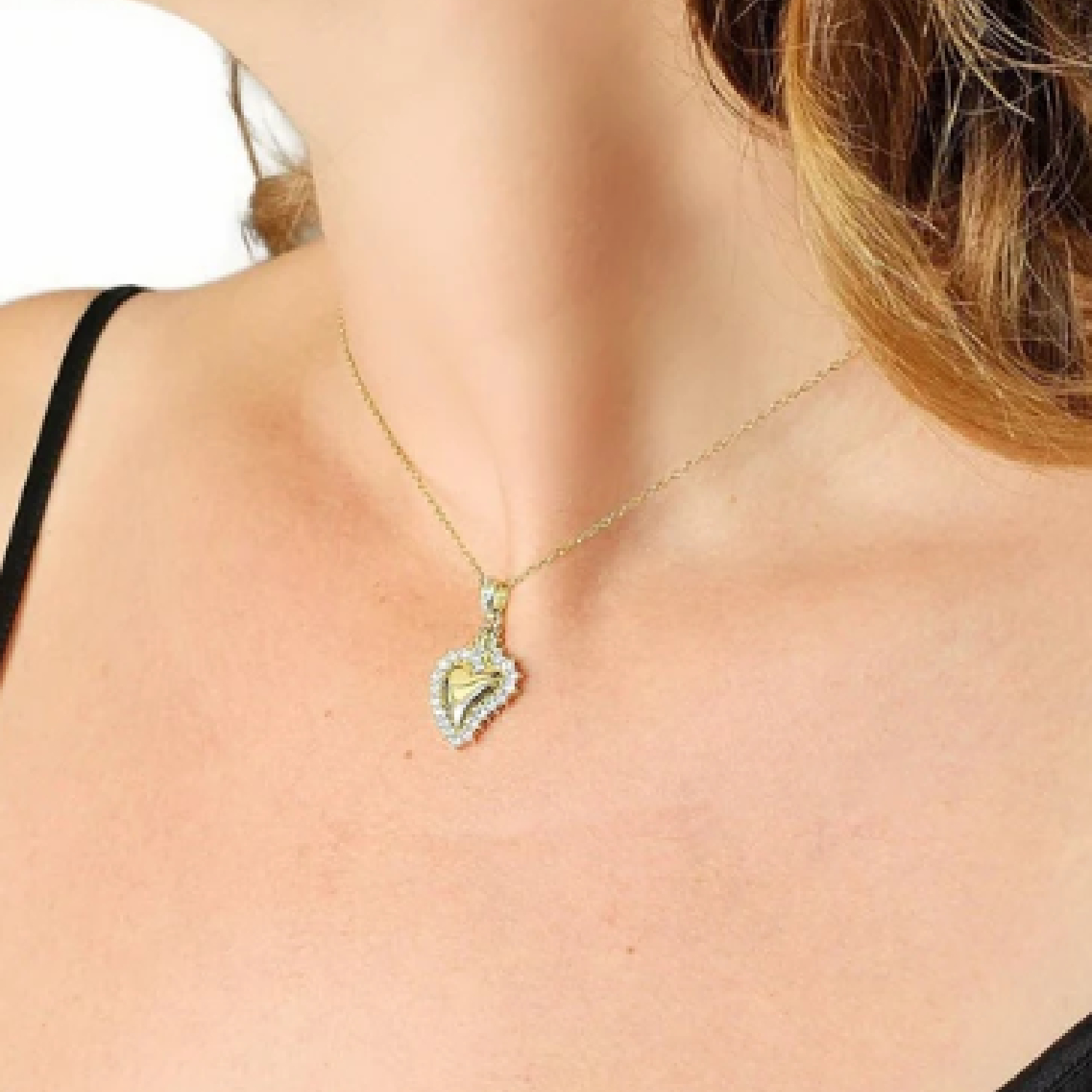COLLARES MUJER CORAZÓN ZIRCONIA CÚBICA REGALOS NOVIA COLOR ORO - 4