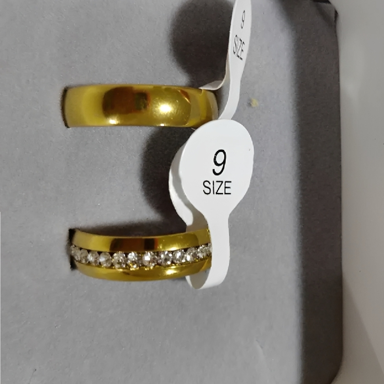 PAR ANILLOS PROMESA PAREJA DORADOS ANILLOS COMPROMISO ACERO - 4