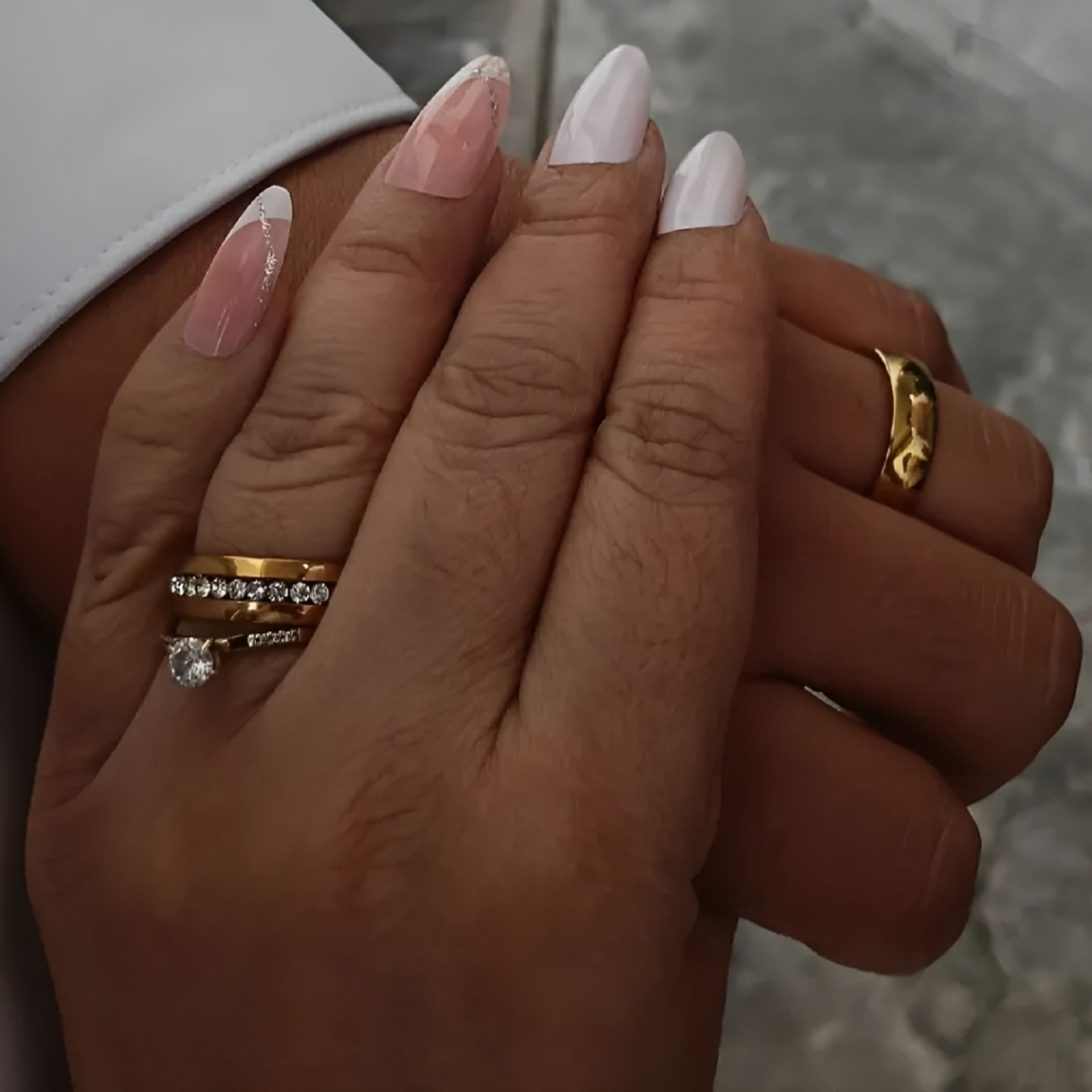 PAR ANILLOS PROMESA PAREJA DORADOS ANILLOS COMPROMISO ACERO - 7