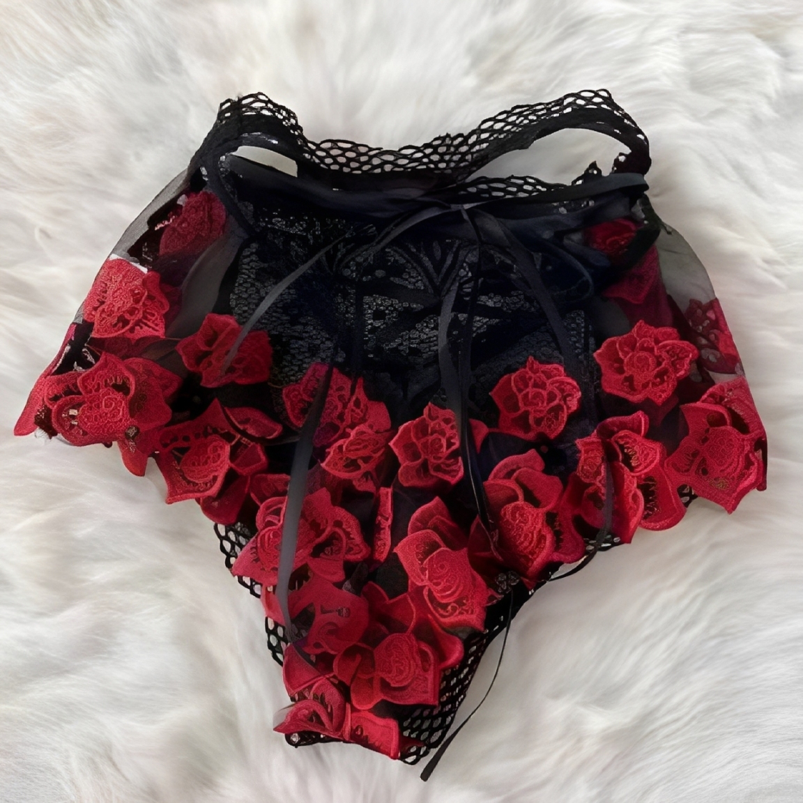 LENCERÍA ERÓTICA SEXY 2PIEZA ENCAJE LENCERIA MUJER INCLUYE MEDIAS BABY DOLL - 7