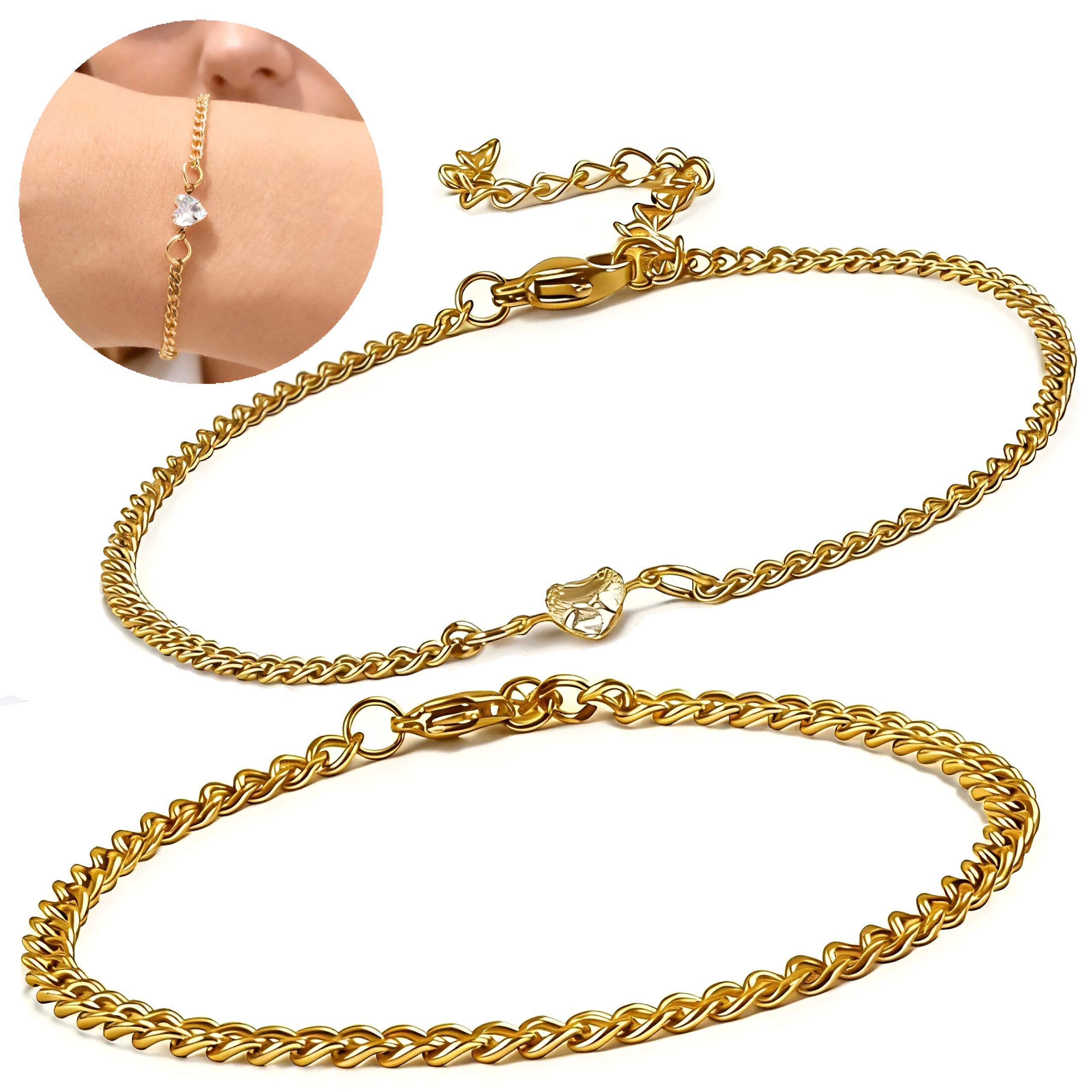PULSERA DE PAREJA ACERO INOXIDABLE CORAZÓN REGALO UNICO - 1