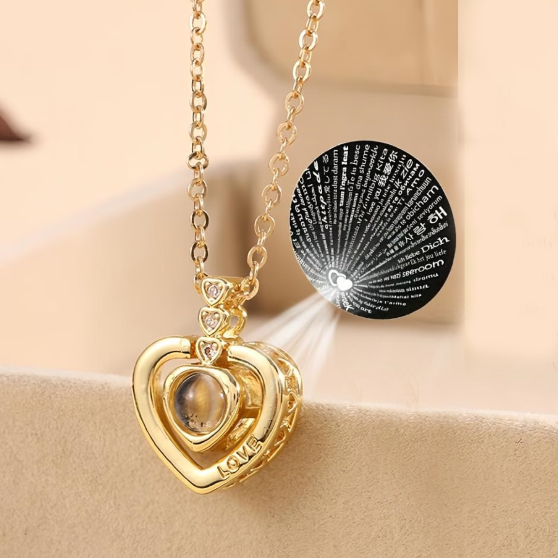 COLLAR CORAZÓN PROYECTA TE AMO EN 100 IDIOMAS REGALO UNICO - 3