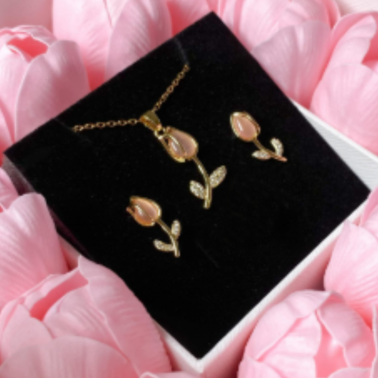 COLLAR Y ARETES DE TULIPAN DISEÑO UNICO - 5