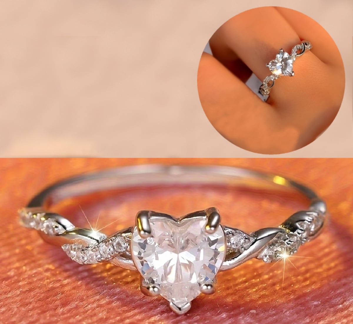 ANILLOS PROMESA JOYERIA ENCHAPADO EN PLATA 925 MUJER REGALOS - 1