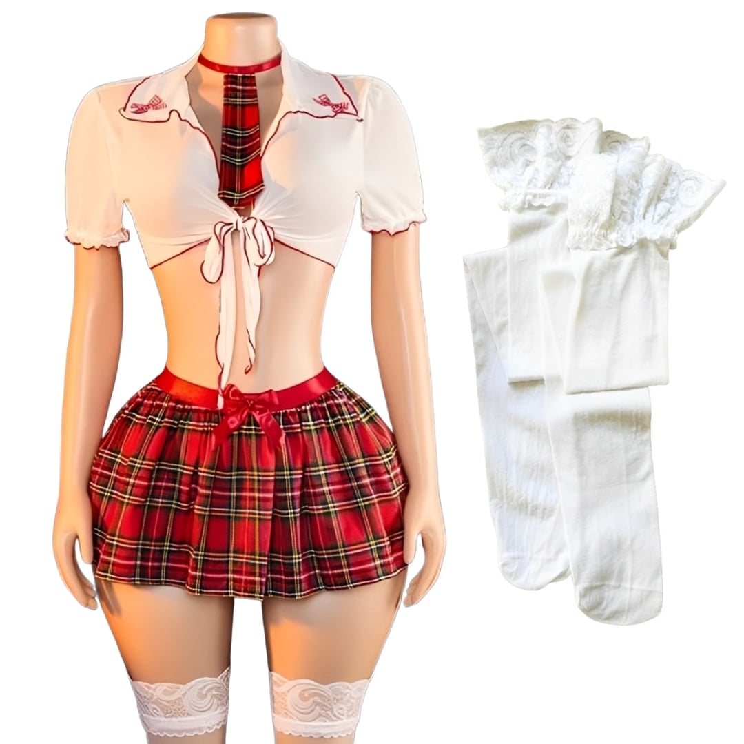 CONJUNTO DE LENCERÍA UNIFORME SEXY DE COLEGIALA PARA MUJER - 2