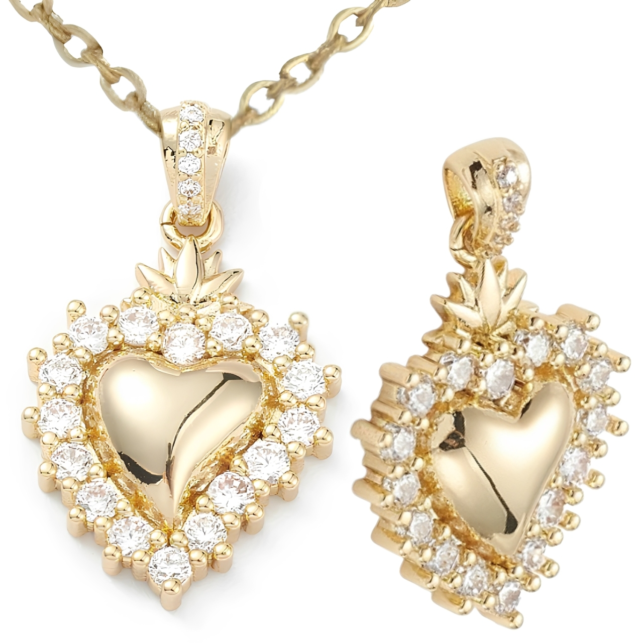 COLLAR CORAZON DE EMOCIONES CON PIEDRA CIRCONIA REGALO UNICO - 1