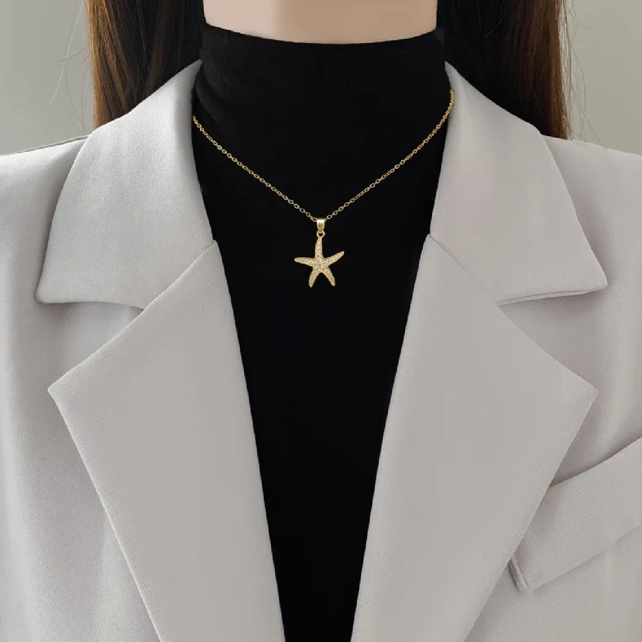 SET DE COLLAR Y ARETES MODELO ESTRELLA DE MAR MODA - 5
