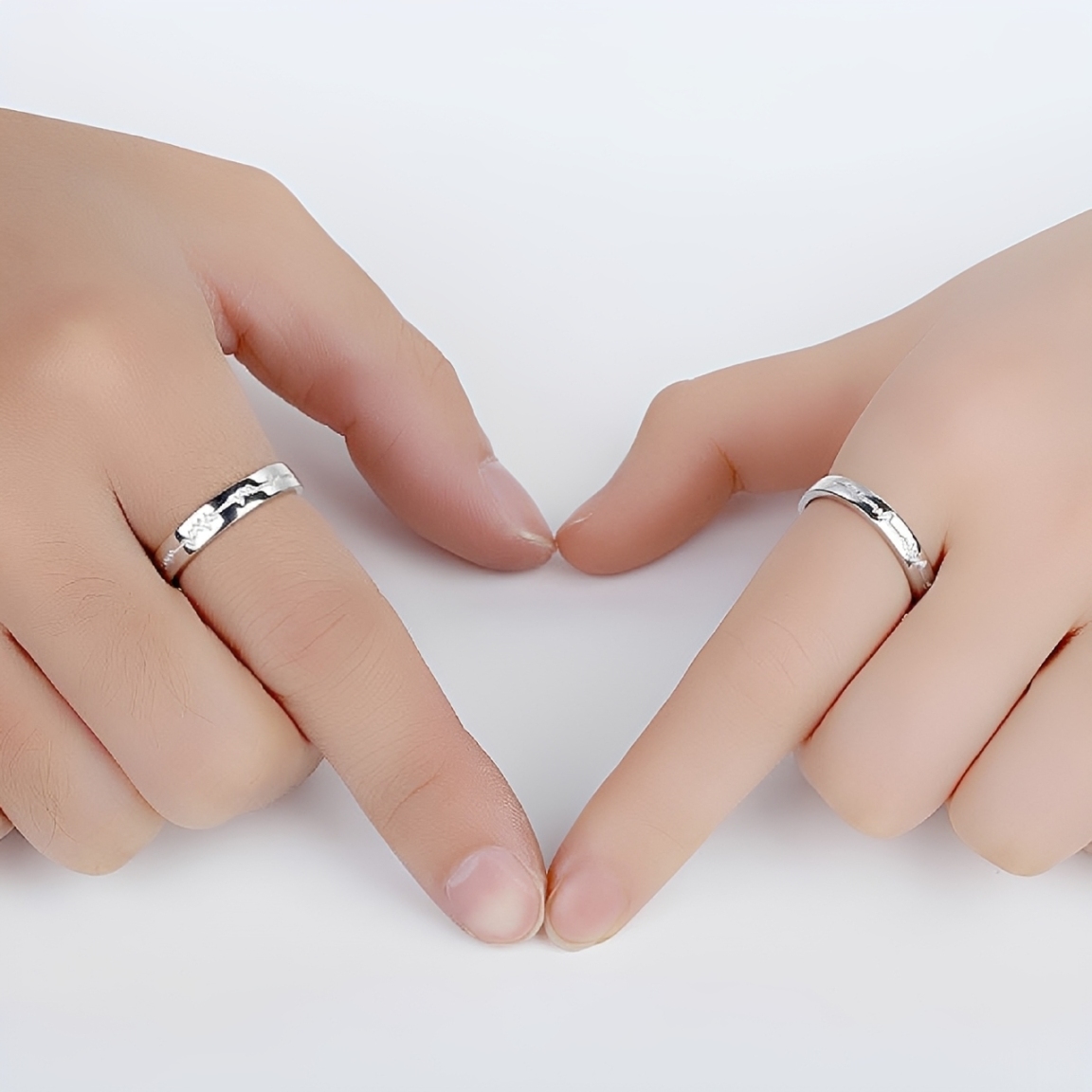 ANILLO DE COMPROMISO PARA PAREJA PLATA 925+ CAJA DE REGALO - 3