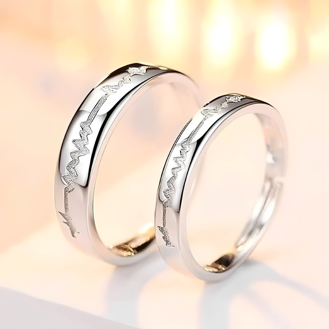 ANILLO DE COMPROMISO PARA PAREJA PLATA 925+ CAJA DE REGALO - 6