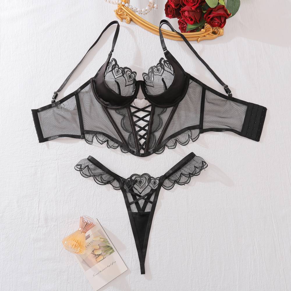 LENCERIA PARA MUJER DE ENCAJE CON DETALLES DE CORAZON - 3