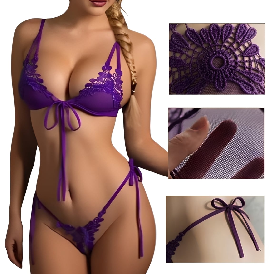 LENCERIA CONJUNTO ENAJE FLORAL ROPA MUJER - 1