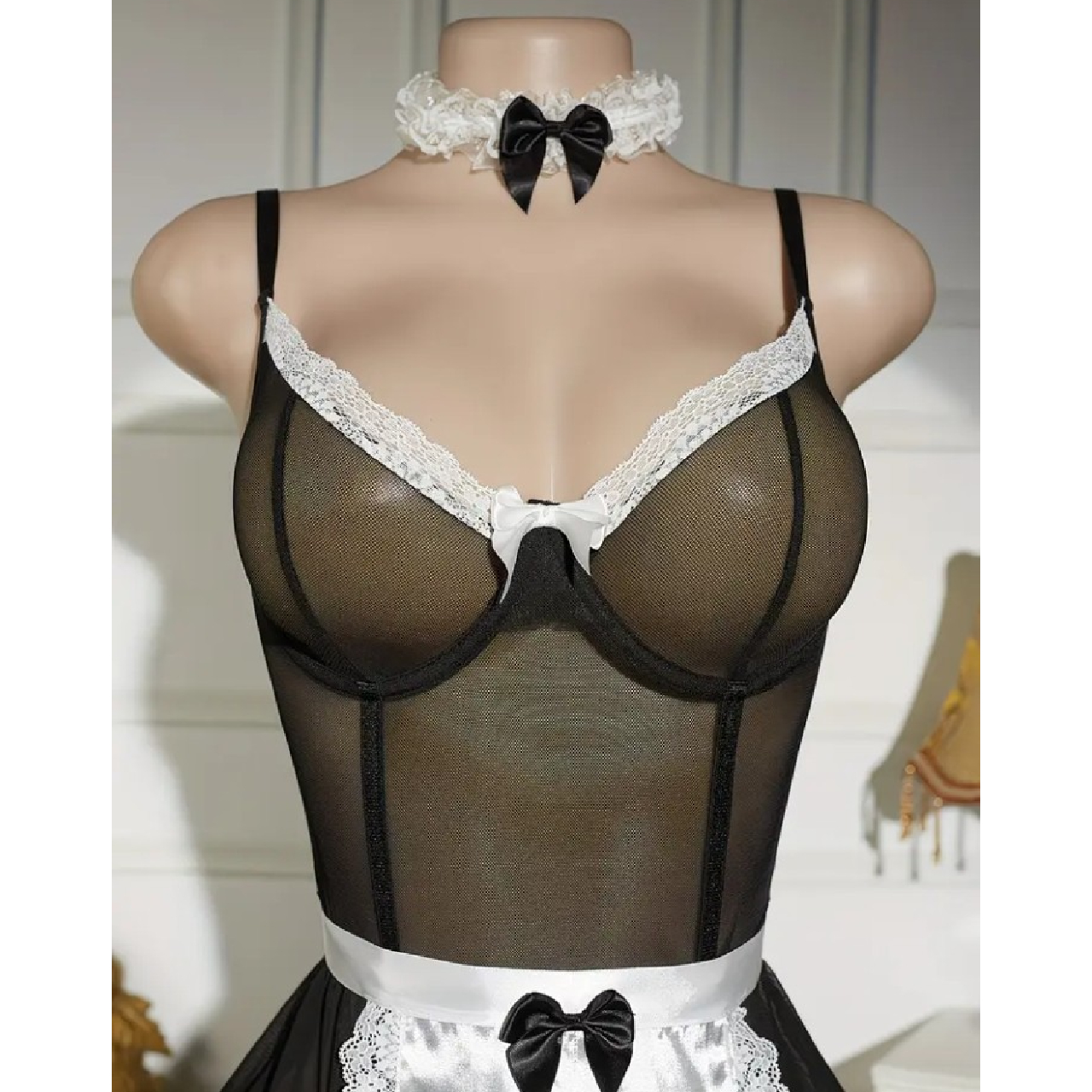 LENCERIA DE SEDUCCIÓN SIRVIENTA MUCAMA ENCAJE SEXY 5 PIEZAS - 6
