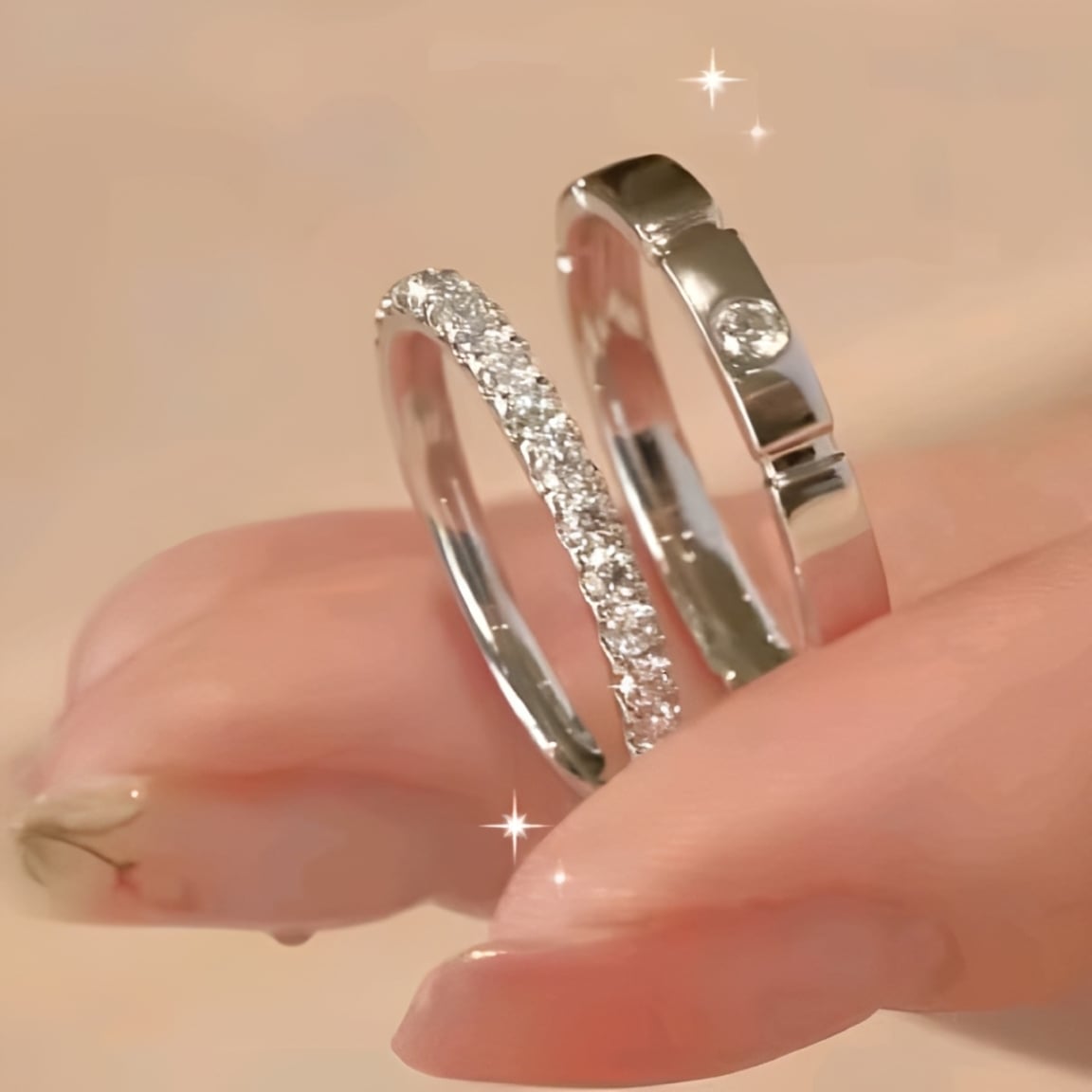 ANILLOS DE PAREJA PROMESA DE AMOR DISEÑO UNICO - 3