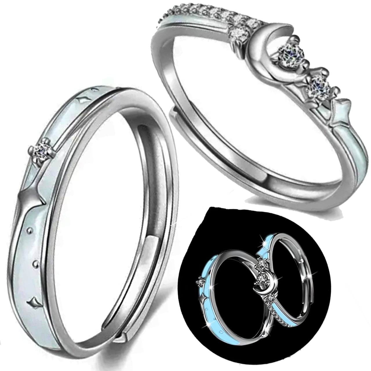 ANILLO DE PAREJA FLUORESCENTE DESTELLOS DE AMOR - 1